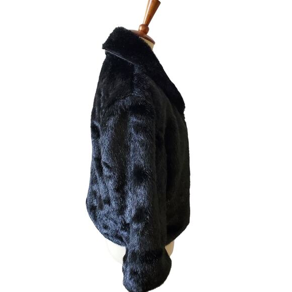Womens Faux Fur Coat Size Large Black Mob Wife - Picture 2 of 4